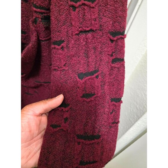 Vintage J.JILL Women's Fisherman Oversized Burgundy Cardigan Jacket Wool Blend S - Picture 9 of 10